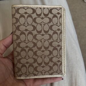 Coach Brown and Gold Signature Card Holder